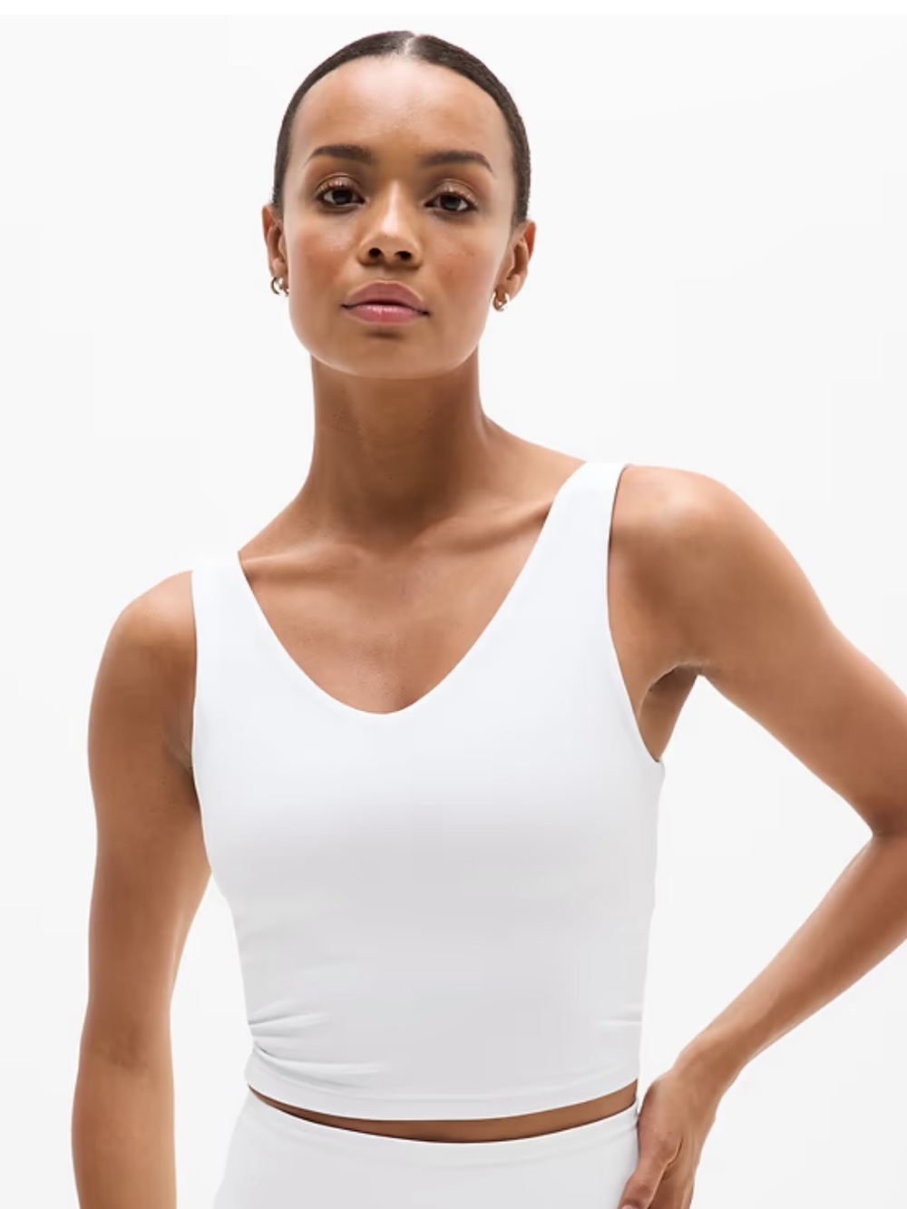 Athleta White Transcend V-Neck Crop Sports Bra A-C Cups